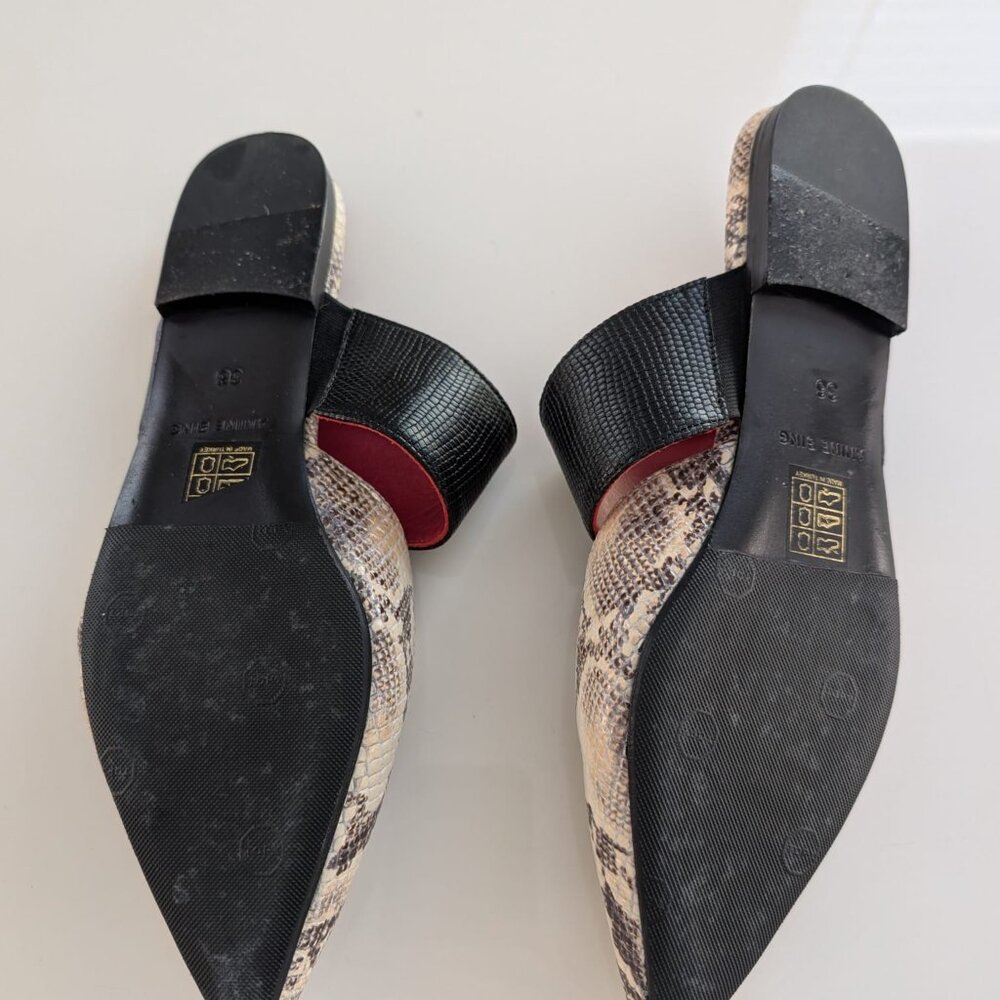 Anine Bing Python Daphne Pointed Toe Flats - Size… - image 7